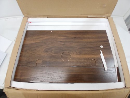 Wide Round Nightstand  Bedside Table with Charging Station - 23.4" x 15.6 x 25.3" - Brown (Model: FN-NS002-WAL) image 4