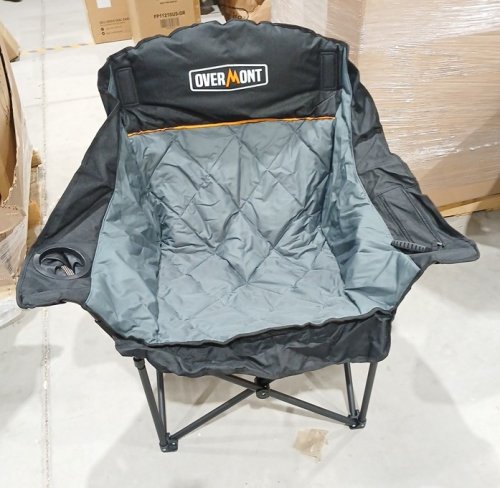 Overmount Oversized Folding Camping Chair with carry bag - 400lbs cap - black/light grey image 3