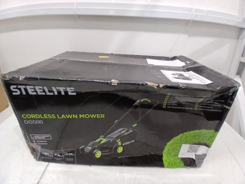 STEELITE Cordless Height Adjustable 5-Position electric Lawn Mower with 8GAL grass bag / BATTERY & charger - 13'' - GREEN/BLACK (model: ‎DG500 ) image 2