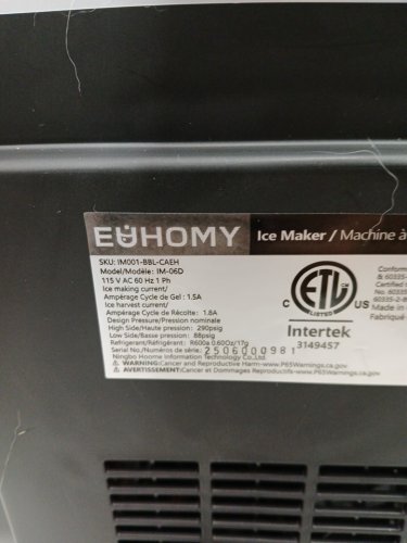 EUHOMY Countertop Ice Maker Machine with Handle, Basket and Scoop - MAKES 26LB/Day - BLACK (MODEL: im-06d/IM001-Bbl-CAEH) image 8