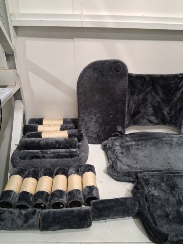 hey-brother wooded waterproof cat tree with hammocks and scratching posts - 70.9" - DARK grey (model : mpj121sg) image 3