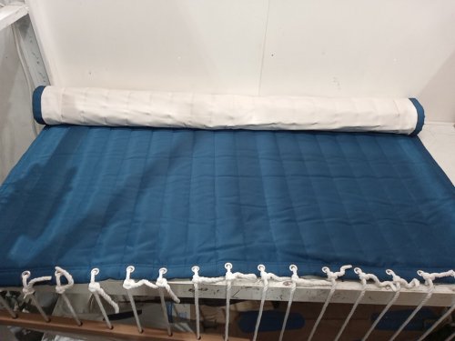 lazy daze outdoor quilted fabric 2-person hammock with pillow - 78" x 55" - blue (model: hmdqf-03) image 4