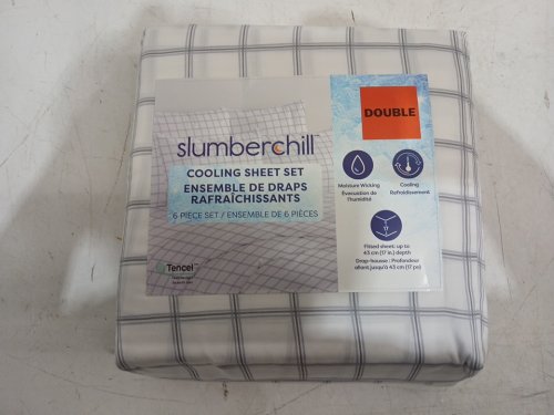 6PC Slumberchill Cooling Bed Sheet Set With 4 Pillow Cases - Double - White/Grey/Blue (Model: 1976200) image 3