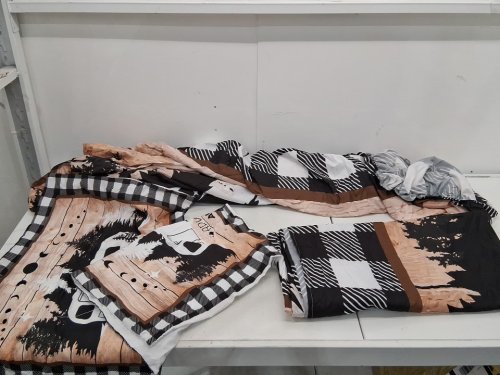 4pc Rustic Bed Sheet set - queen (88" x 102"), Camp/RV Outdoor Theme Bedding - brown/black image 3