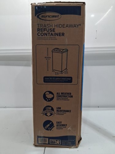 Suncast Plastic Trash Can HIDEAWAY - 33 Gallon - 31'' X 17'' - BLACK (MODEL: GHW1732C) image 7