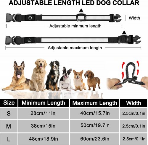 Nepfaivy Rechargeable Light up Dog Collar - small - multi coloured/black image 2