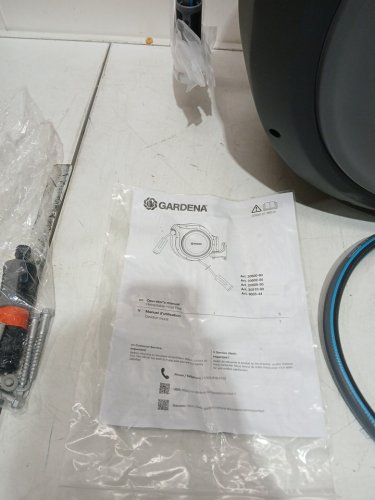 gardena rollup wall mounted retractable garden hose reel - 75ft - gray/blue - (model: 20502-80) image 5