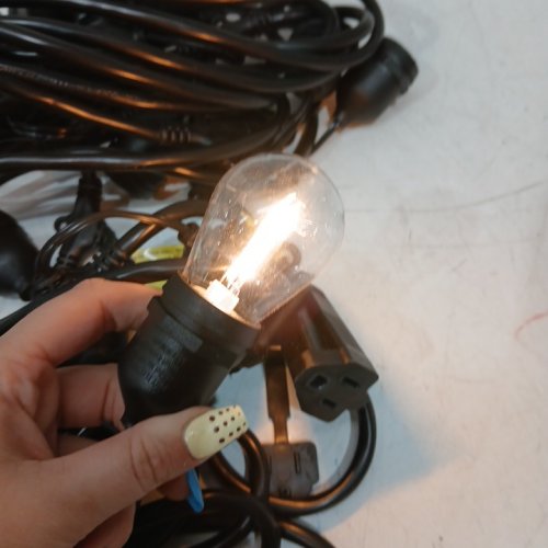 feit electric weatherproof led 24-light string lights with 2 spare lightbulbs - 48ft - black (model: 1603293) image 4
