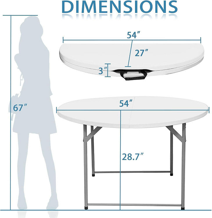 indoor/outdoor portable folding table - 4.5ft round - WHITE/grey (MODEL: SN-RF135) image 2