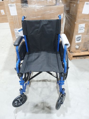 Drive Medical Single Axle Blue Streak Wheelchair, flip Back Desk Arm, swing Away Footrests - 18" - Blue (BLS18FBD-SF) image 4