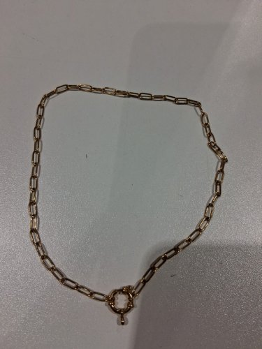 stainless steel paperclip necklace with spring clasp - 16"/4mm width - gold image 3