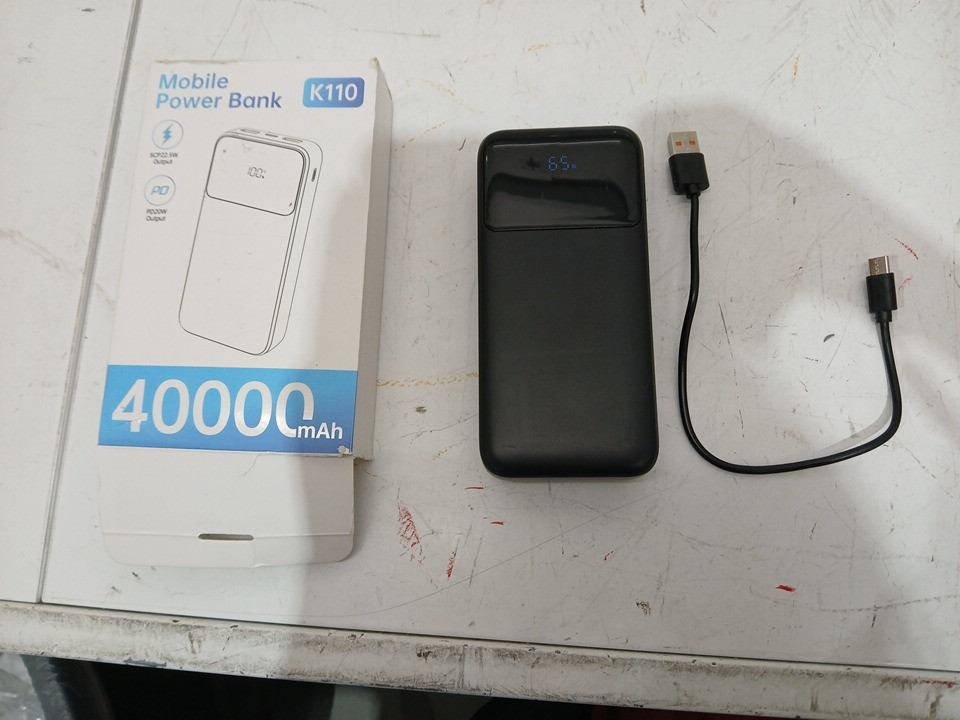 SAIKATI Portable Power Bank Charger with 2 Built-in Output Cables - 40000mah - 22.5w charging - black (MODEL:k110) image 2