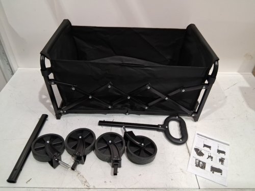 foldable portable trolley wagon cart - 28" x 18.5" - black (model: jy-102) image 3