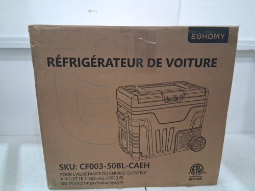 EUHOMY DUAL ZONE PORTABLE CAR FRIDGE FREEZER LED DIGITAL DISPLAY AND BUILT-IN WHEELS AND HANDLES - 50L - 100V - BLACK / GREY (MODEL:CF003-50BL-CAEH) image 7