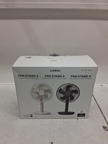 2PC LUMENA FAN STAND 4 CORDLESS DESK FANS - 4 SPEEDS, OSCILLATION - WHITE & NAVY BLUE (MODEL: 1796327) image 2