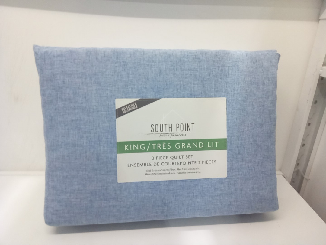 3PC South Point Quilt Set with 2 Pillow Shams - King - Light Blue (Model: 9278003) image 2