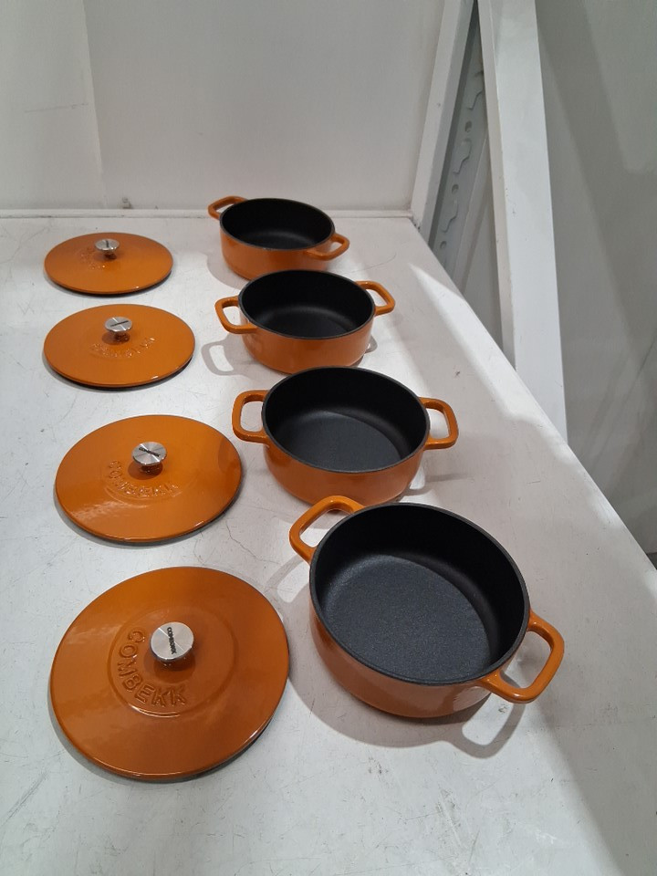 8PC COMBEKK Mini Dutch Oven Set - 0.4QT - orange (MODEL:1768296) image 3