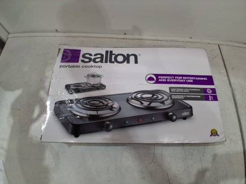 Salton Portable Electric Hot Plate Double Burner Dual Coil Countertop Stove - 1800W - black - (model: HP1941) image 2