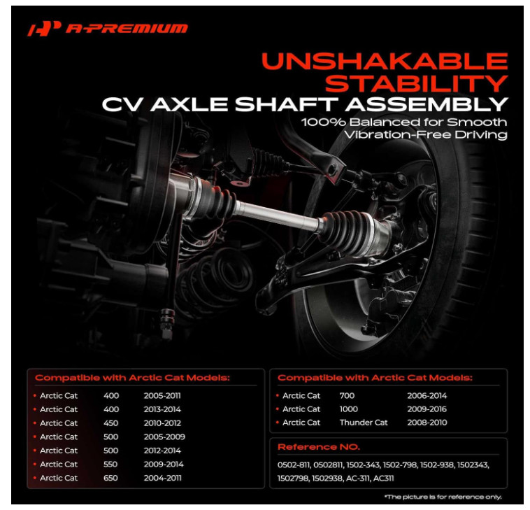 A-Premium Rear CV Axle Shaft Assembly Compatible with SELECT ARTIC CAT MODELS (MODEL: R072529316/CVA64236-C) image 2
