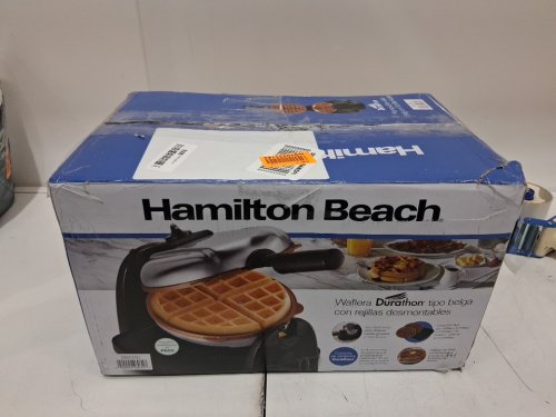 hamilton beach durathon removable grid belgian waffle maker - black (model: 26031g) image 2