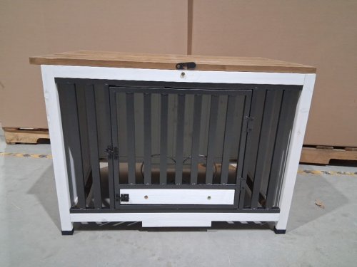 Aivituvin Foldable Dog Crate with iron door - 33" x 20" x 24" - white/natural (model: AIR100) image 3