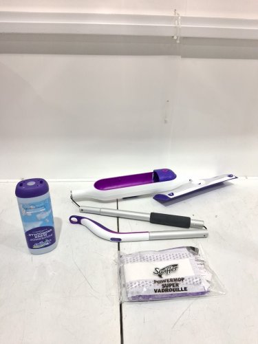 SWIFFER POWERMOP MULTI-SURFACE MOP KIT WITH 2 MOPPING PAD REFILLS, 1 FLOOR CLEANING SOLUTION WITH FRESH SCENT AND 2 BATTERIES - PURPLE AND WHITE image 3