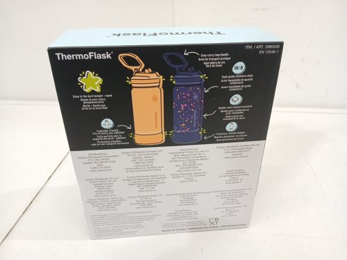 2PC ThermoFlask Stainless Steel Water Bottles - 16oz - Yellow/Blue image 3