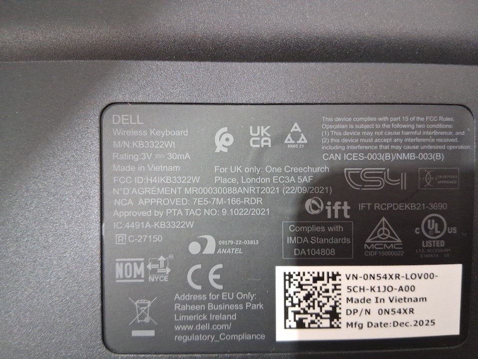 Dell Wireless Mouse & Keyboard Set - Black (Model: KM3322W) image 4