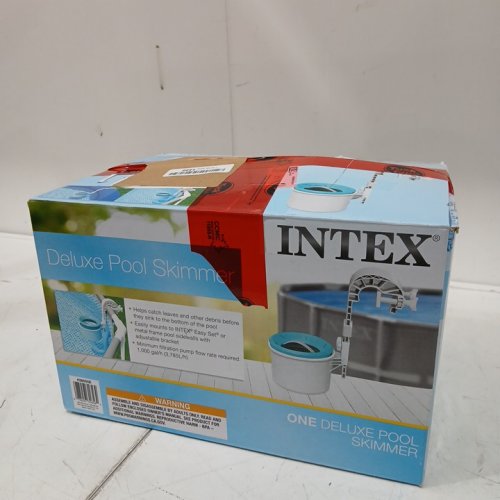 INTEX DELUXE WALL MOUNT POOL CLEANING SURFACE SKIMMER FOR ABOVE GROUND POOL - BLUE/WHITE - (MODEL: 28000E) image 2