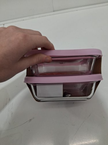 7PC ELLO glass lunch stack food storage containers - PINK image 3
