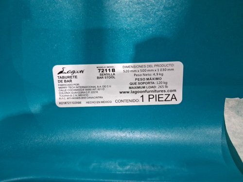 Lagoon sensilla solid resin bar stool - 29" high seat - turkish blue (model: 7211B) image 3
