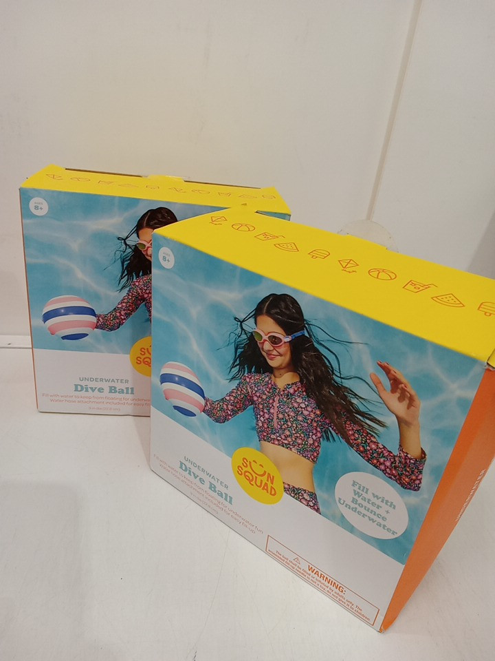 2 sun squad underwater dive balls - pink/blue/white image 2