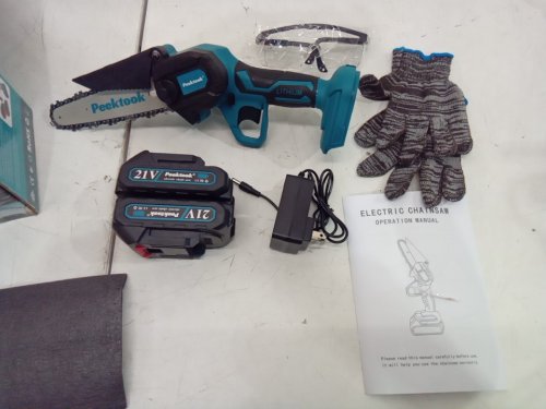 PEEKTOOK CORDLESS battery-operated MINI lightweight CHAINSAW - 21V - 6" - Blue (Model: 002010) image 3
