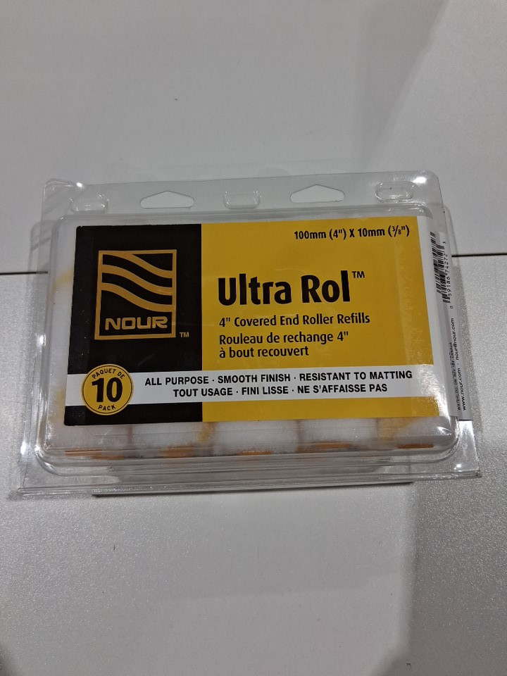 10pk NOUR ULTRA ROL COVERED END ROLLER REFILLS - 4" x 3/8" (10mm) - white image 2