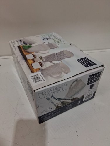 6Pk gourmet basics stoneware mugs - 16oz - white patterned - (model: 1786778) image 2