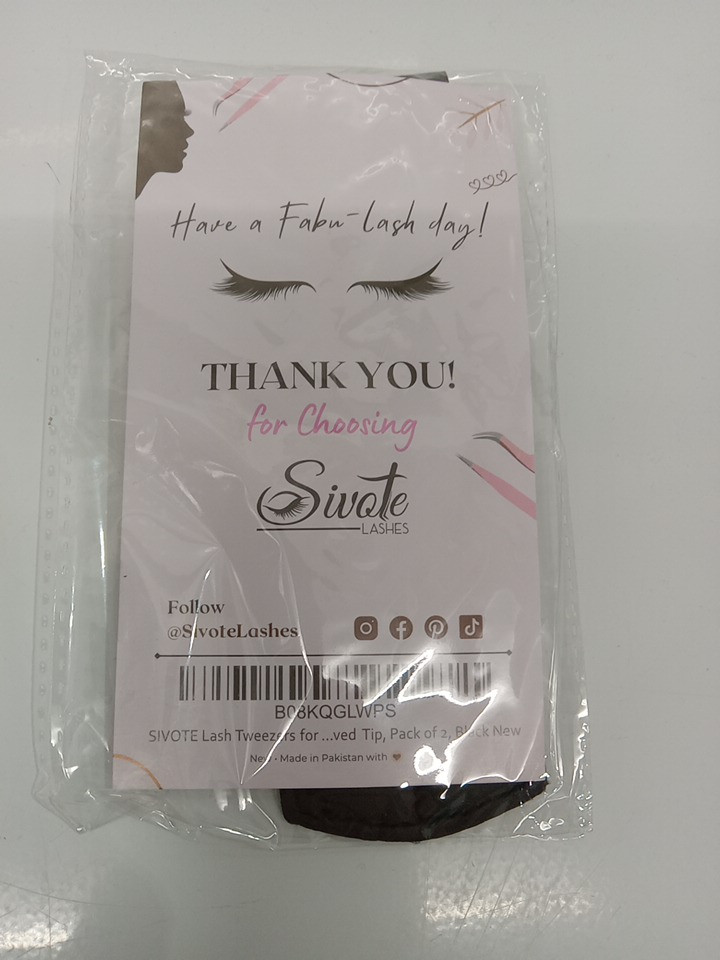 2 (2Pc) SIVOTE Hand Calibrated Straight & Curved Tip Eyelash Extension tweezers - black image 3