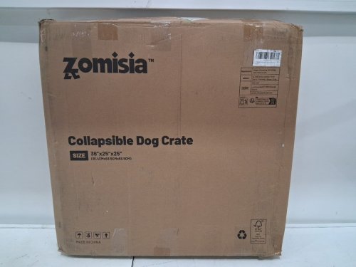 ZOMISIA Collapsible Dog Crate for Large Dogs - large, 36" x 25" x 25" - grey/black image 2