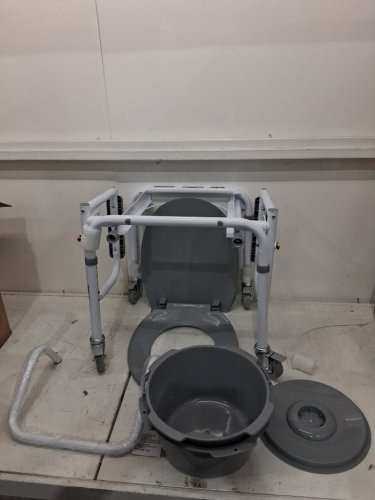 GUARDIAN DROP ARM COMMODE WITH WHEELS - WHITE/ GREY (M#:G1-303DWX1) image 4