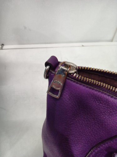 WOMENS COACH prairie pebbled leather satchel handbag - purple image 8