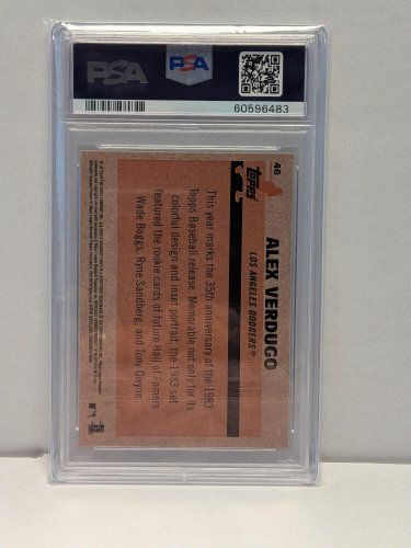 ALEX VERDUGO MLB DODGERS CARD - PSA MINT 9 - 2018 TOPPS SILVER PACK, 1983 CHROME PROMO #46 image 3