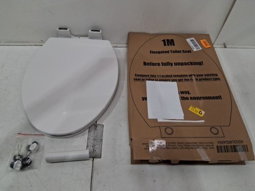 1M Elongated toilet seat with built in toddler seat and slow close - 18.5" - white (Model: ts001) image 2