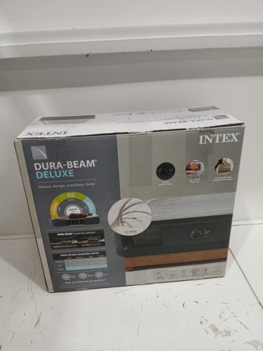 intex DuraBeam Deluxe Comfort Plush Air Mattress with Built in Electric Pump - QUEEN - 18"H - grey (model: ap619d) image 2