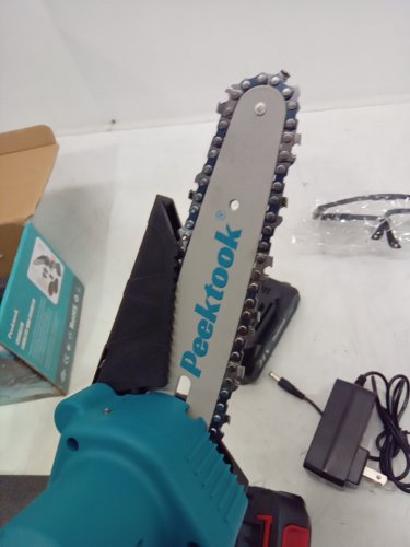 PEEKTOOK CORDLESS battery-operated MINI lightweight CHAINSAW - 21V - 6" - Blue (Model: 002010) image 4