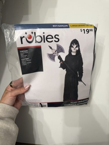 5PC RUBIES SCARY SKELETON COSTUME - LARGE 10-12 - BLACK (STYLE: 881031) image 2