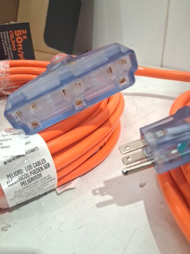 2PK Prime Wire Outdoor Extension Cord Combo with 2 Extension Cords 50FT/2FT Triple Tap Adapter - Orange (Model: 1734187) image 6