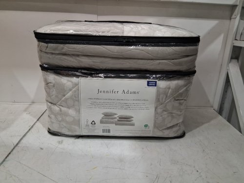 6pc jennifer adams reversible all season comforter bedding set - Queen- Tan/white (style: 1796280) image 4