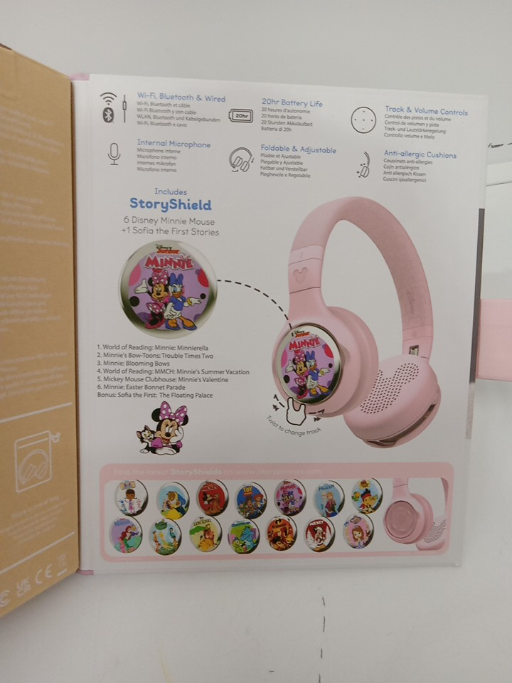onanoff Disney StoryPhones bluetooth headphones with built-in mic for audio stories, music and educational content - compatible with ios/android - pink Minnie Mouse Bundle (model:ON-STORYPH-DIS-PINK) image 6