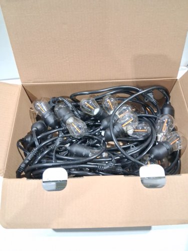 feit electric weatherproof led 24-light string lights with 2 spare lightbulbs - 48ft - black (model: 1603293) image 3
