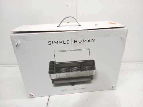 simplehuman steel framed dishrack with bottom drain - 22" x 11" x 10.5" - stainless steel/GREY (MODEL: KT1181) image 2