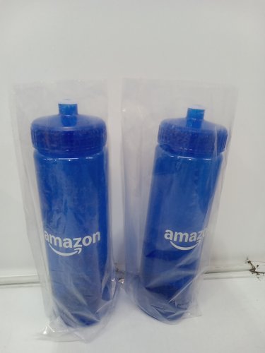 2 Reusable Plastic Water Bottles with Amazon Logo - 28oz - Blue image 2